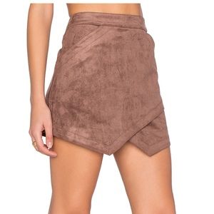 BCBG Suede Taupe Cross Skirt
